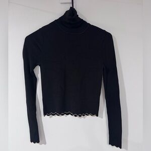 Zara Black Long Sleeve Turtleneck Top